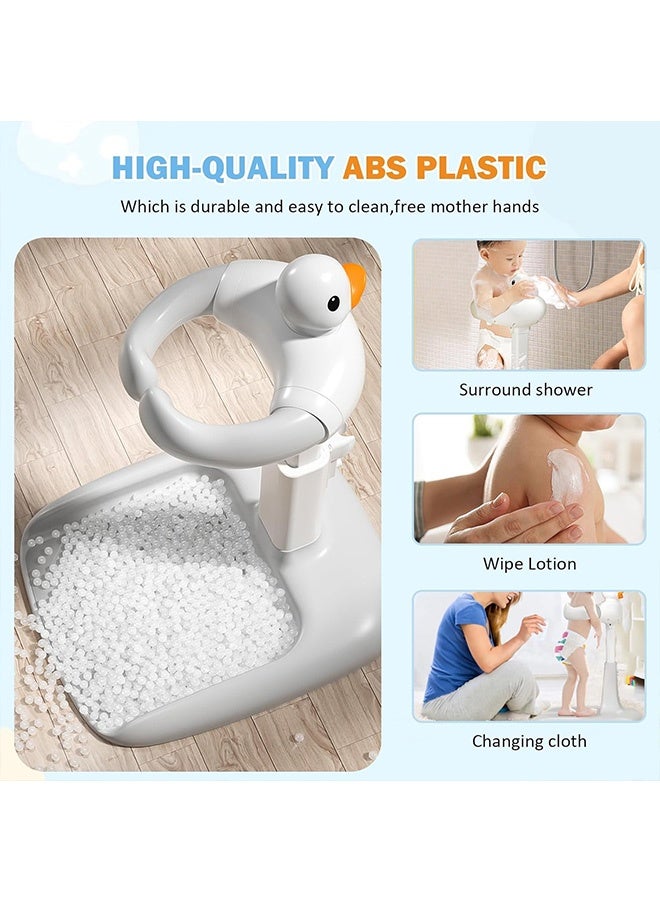 Beauenty Baby Shower Stand with Support Stool, Emeralune Baby Bath Adjustable Toddler Shower Stand Shower Standing Support and Anti-Slip, Anti-Dumping, Easy to Clean, Ideal Gift for Infants 6-36 Months - Image 4